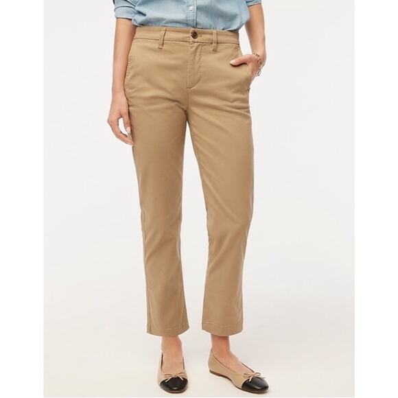 J Crew High Rise Girlfriend Chino Pant Women 22 Khaki Casual Minimalist Neutral - Picture 1 of 13